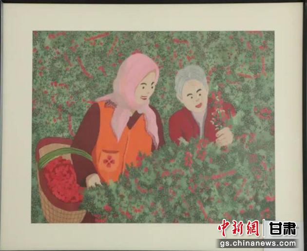 靖遠縣枸杞種植業(yè)帶動10多萬農(nóng)民脫貧致富。刺繡 王明風 繡稿 胡靜