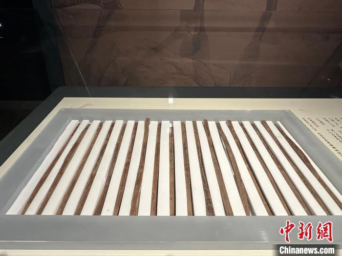 圖為甘肅簡牘博物館展陳的漢簡。中新社記者 戴文昌 攝