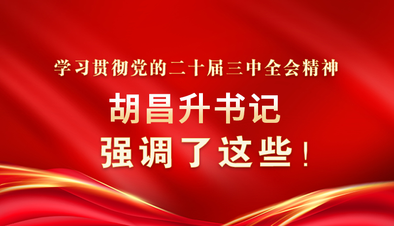 圖解|學(xué)習(xí)貫徹黨的二十屆三中全會精神 胡昌升書記強調(diào)了這些！